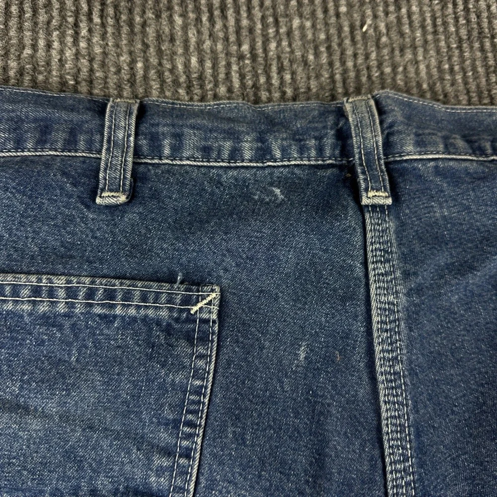 Carhartt Flannel Lined Carpenter Jeans Mens 40x26 Blue Denim Work Pants B172 DST